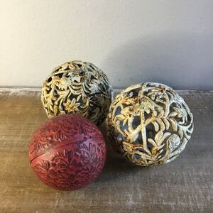 Spheres red cream floral geometric orbs classic decor timeless